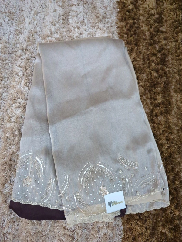 Georgette Tissue With Maggam Work - Silver