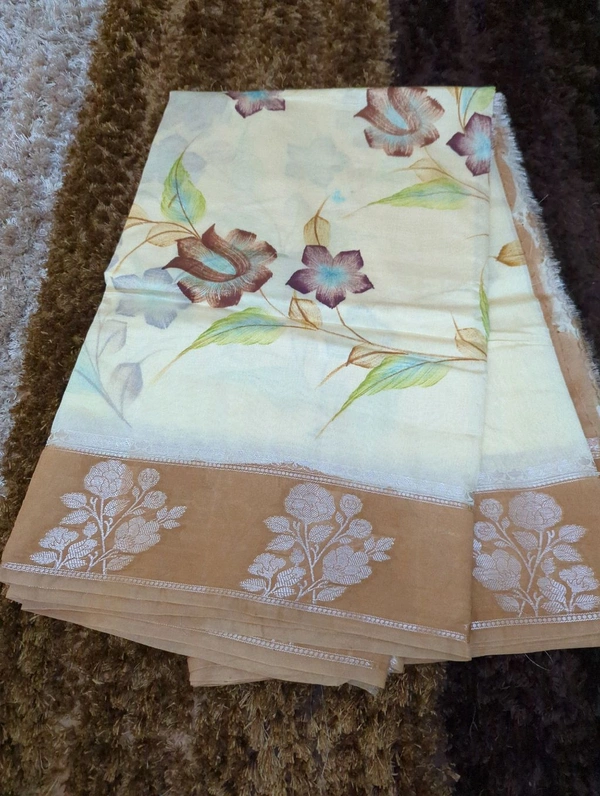 Mango Tusser Hand-painted  - Cream