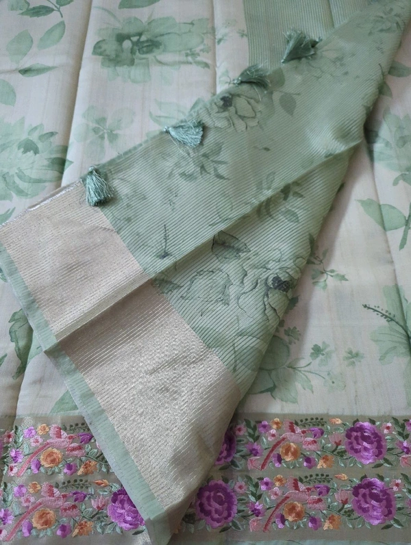 Soft Dupian With Embroidery  - green