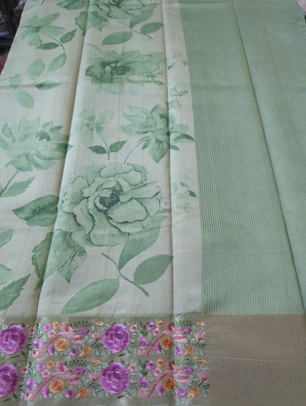 Soft Dupian With Embroidery  - green