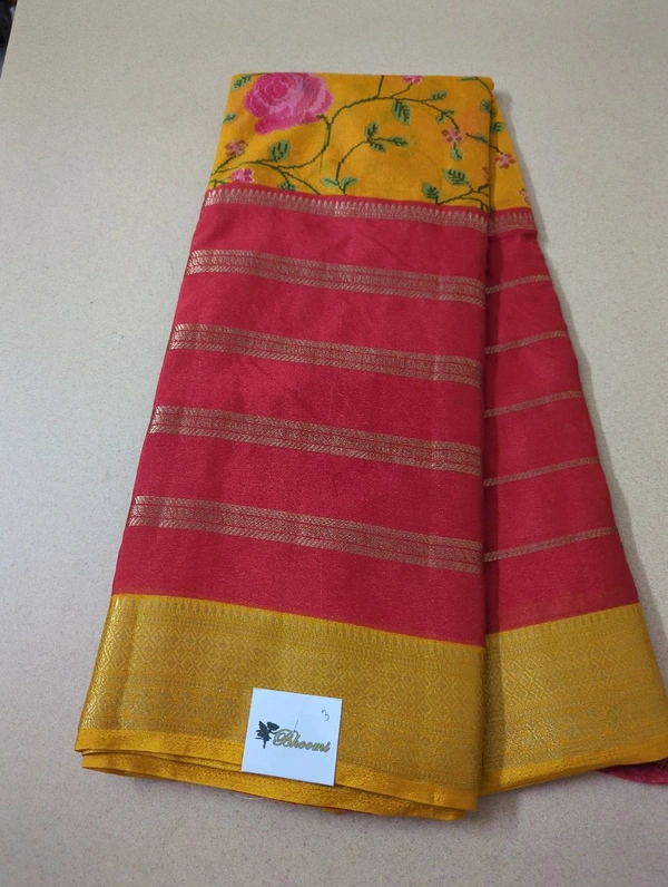 Semi Mysore Crepe  - Red 3