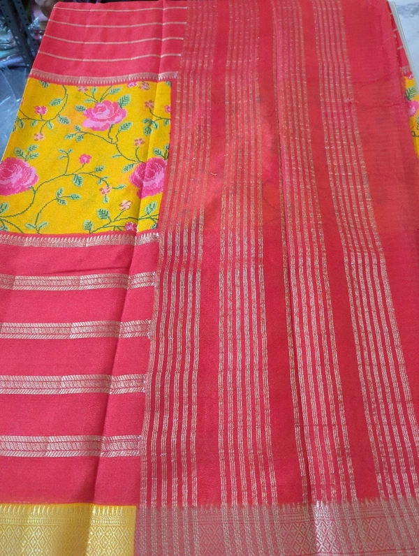 Semi Mysore Crepe  - Red 3
