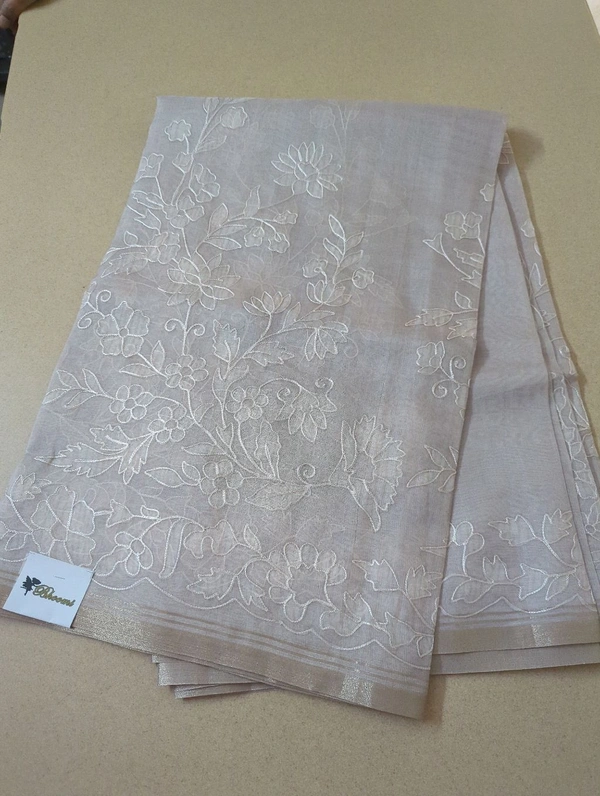 Silk Organza Designer  - Bone