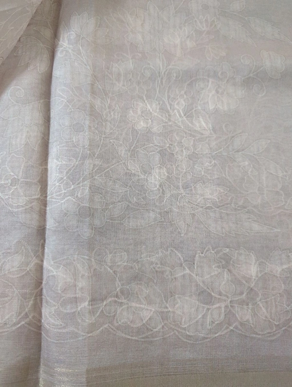 Silk Organza Designer  - Bone