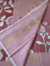 Soft Tusser Mushru - Bright Red