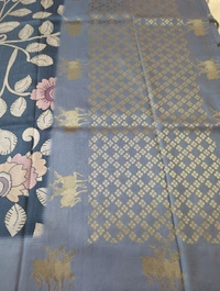 Soft Tusser Mushru - blue