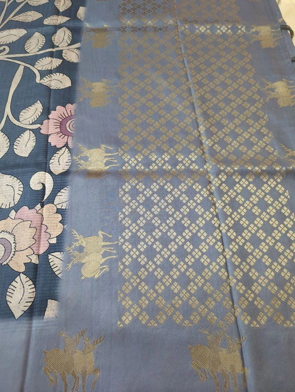 Soft Tusser Mushru - blue