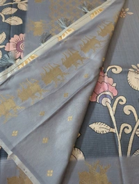 Soft Tusser Mushru - blue