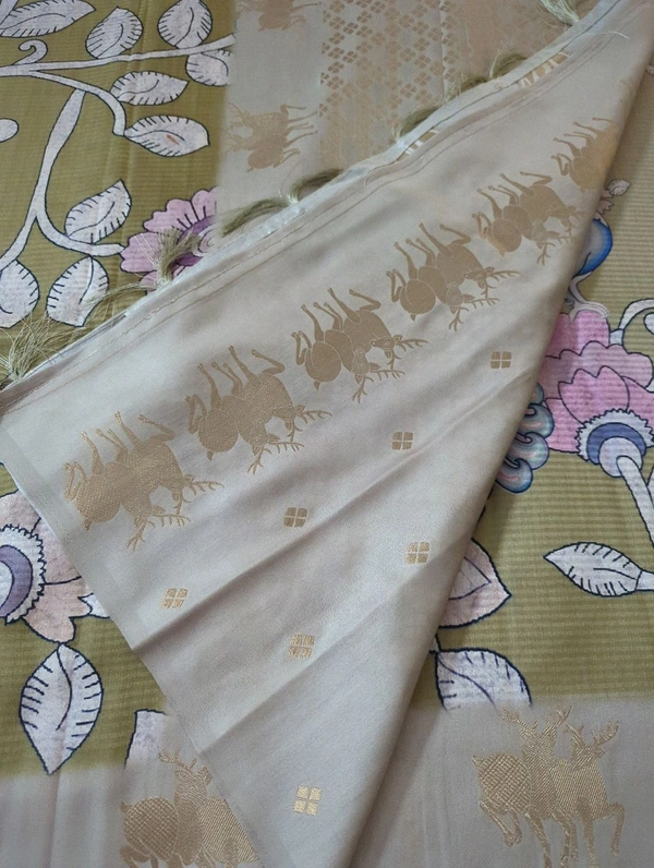 Soft Tusser Mushru - Forest Green