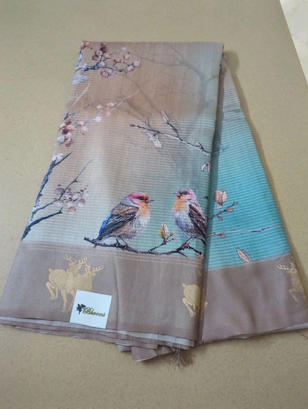 Soft Tusser Mushru - sky blue