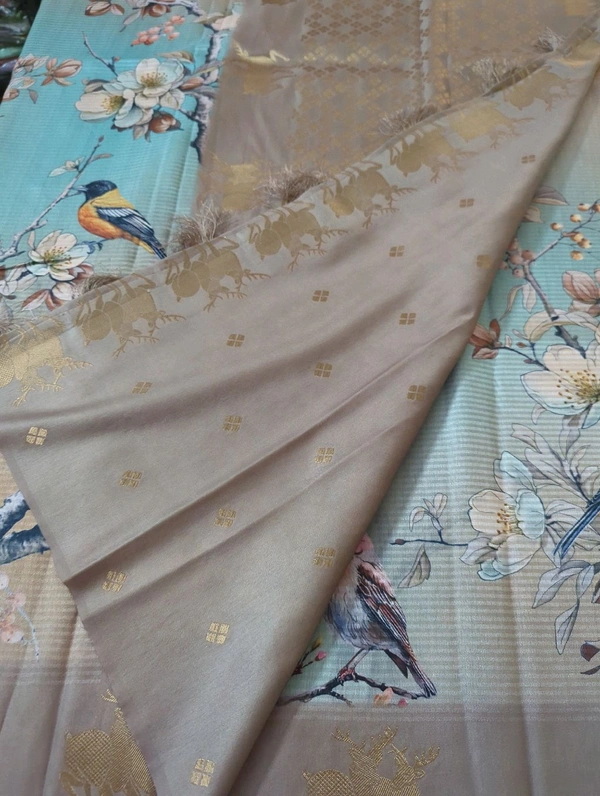 Soft Tusser Mushru - sky blue