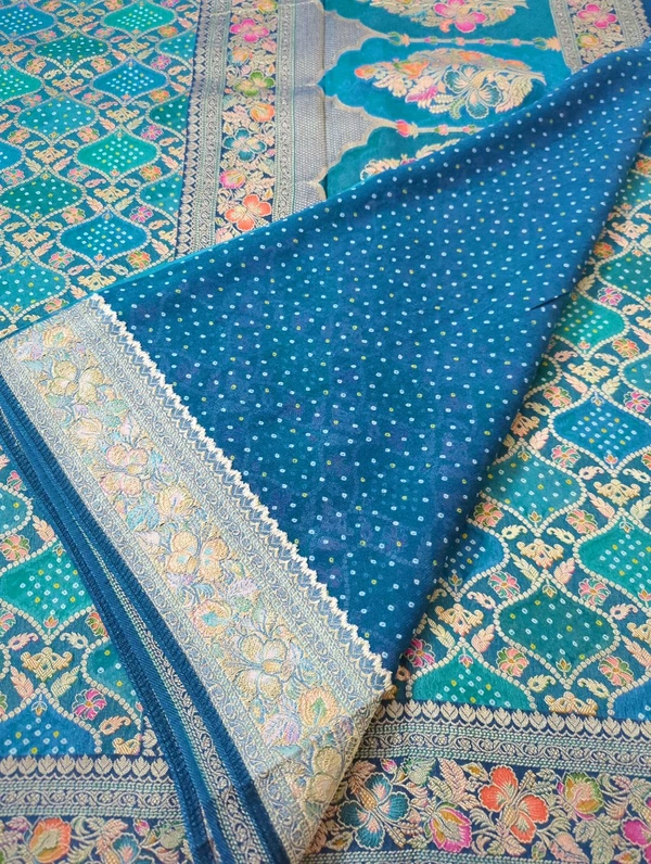 Pure Georgette Rang kart  - Teal