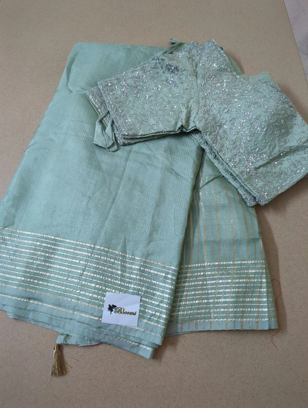Soft Russian With Desiner Readymade Blouse  - Opal
