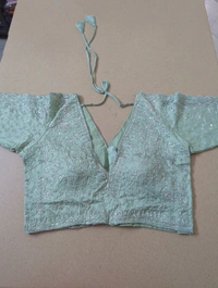 Soft Russian With Desiner Readymade Blouse  - Opal