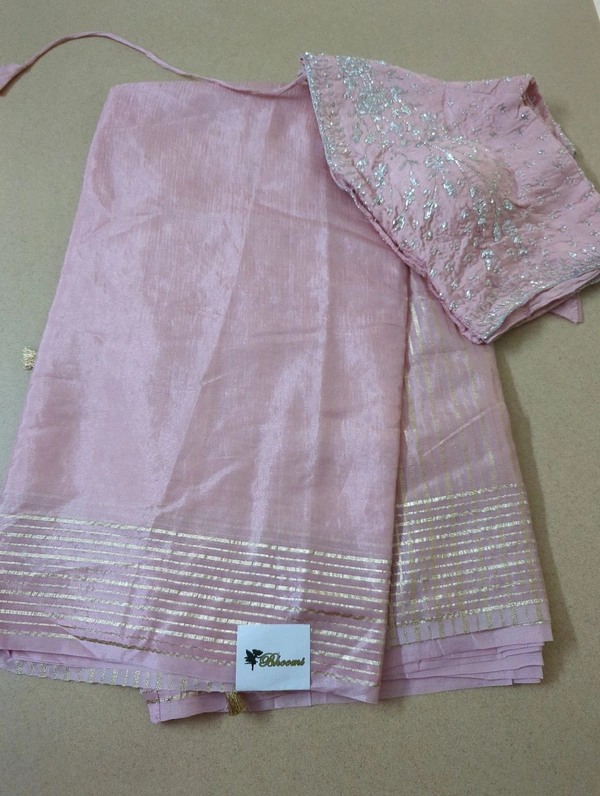 Soft Russian With Desiner Readymade Blouse  - Pink