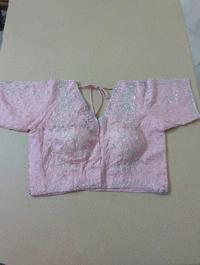 Soft Russian With Desiner Readymade Blouse  - Pink