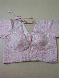 Soft Russian With Desiner Readymade Blouse  - Pink