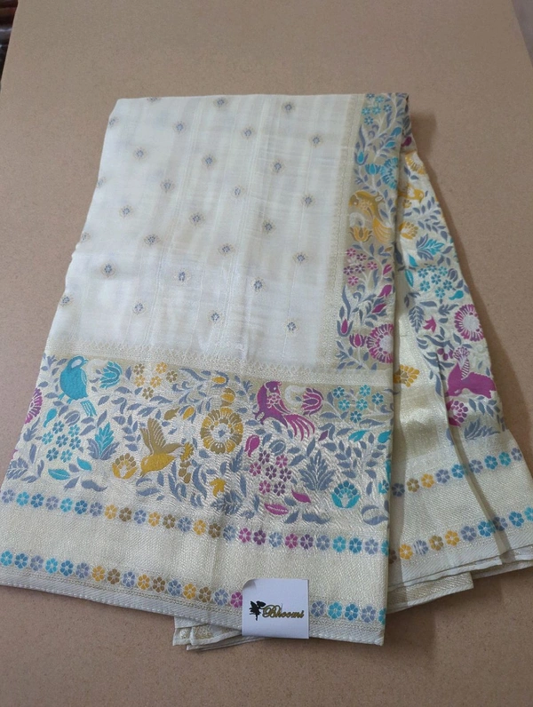 Tussar Georgette  - White