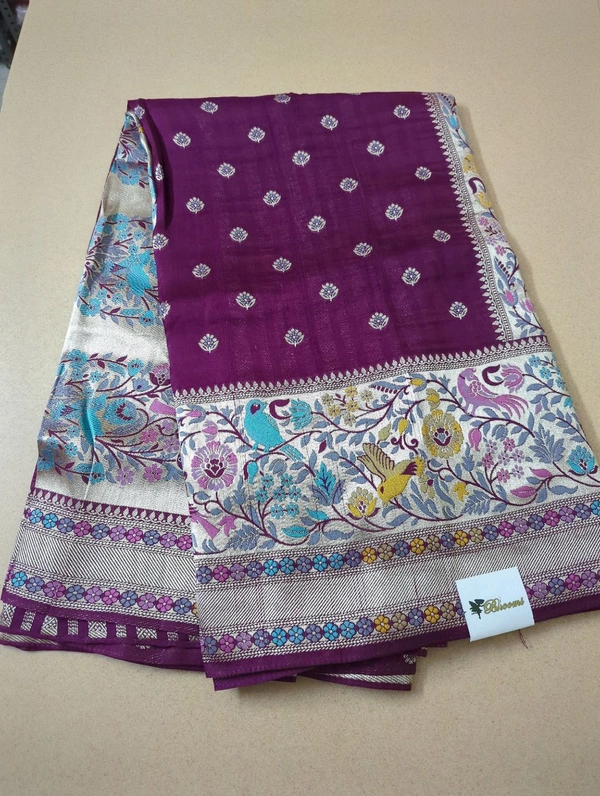 Tussar Georgette  - Purple