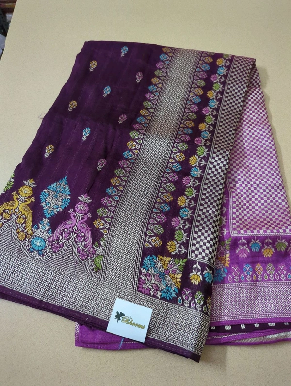 Tussar Georgette  - Purple