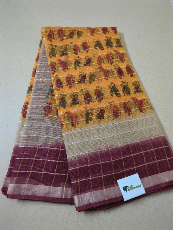 Pure Cotton Kota Checks - Web Orange