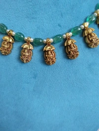 Laxmi Pendants Neck Set With Real Beads - Vz