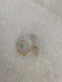 Diamond Replica Pendant And Eartops  - Vz, Jungle Mist