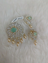 Diamond Replica Pendant And Eartops  - Vz, Jungle Mist