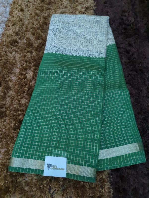 Tussar Checks - green