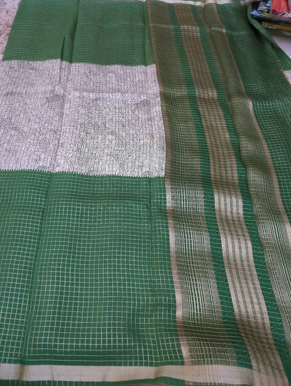 Tussar Checks - green
