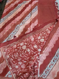 Pure Mushru With Block Print - Red 4