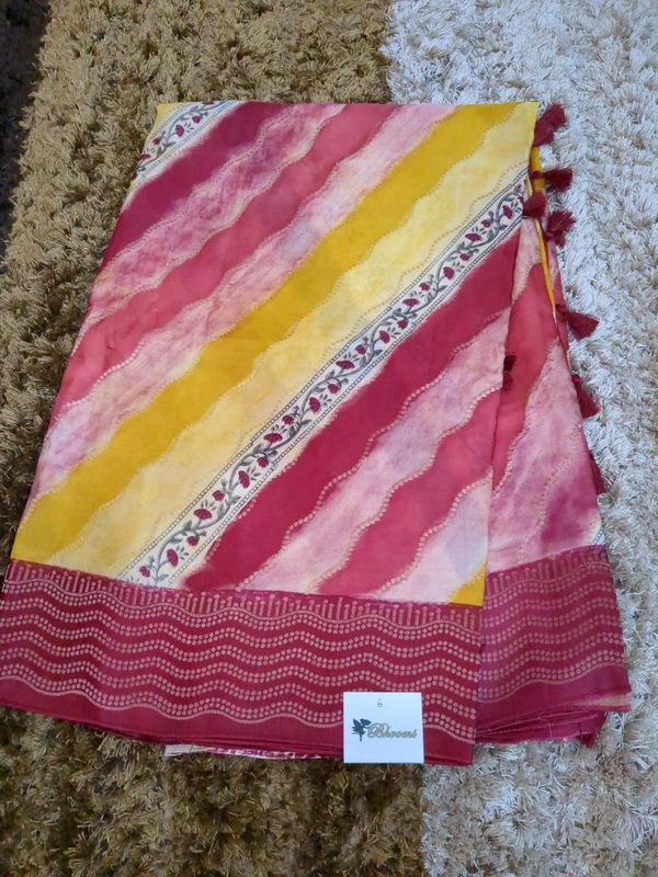 Pure Mushru With Block Print - Wild Watermelon 6
