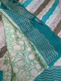 Pure Mushru With Block Print - Spring Green 9