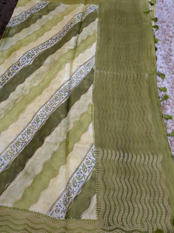 Pure Mushru With Block Print - Fern 10