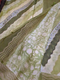 Pure Mushru With Block Print - Fern 10