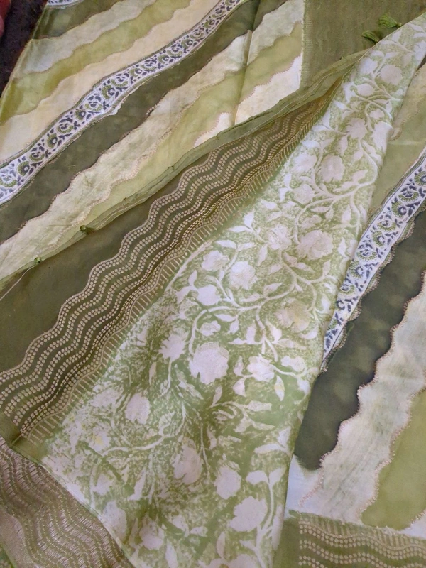 Pure Mushru With Block Print - Fern 10