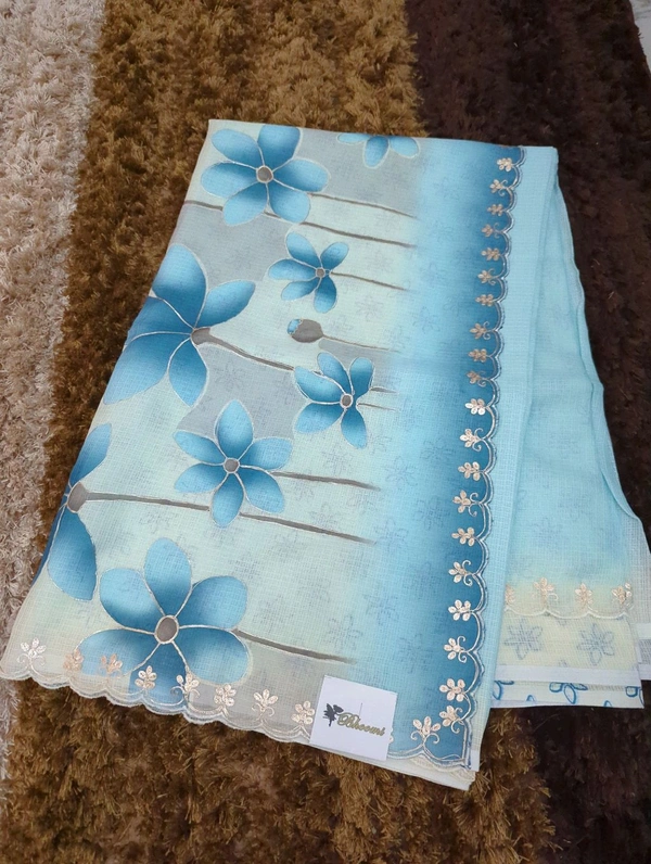 Kota With Pita Work - sky blue
