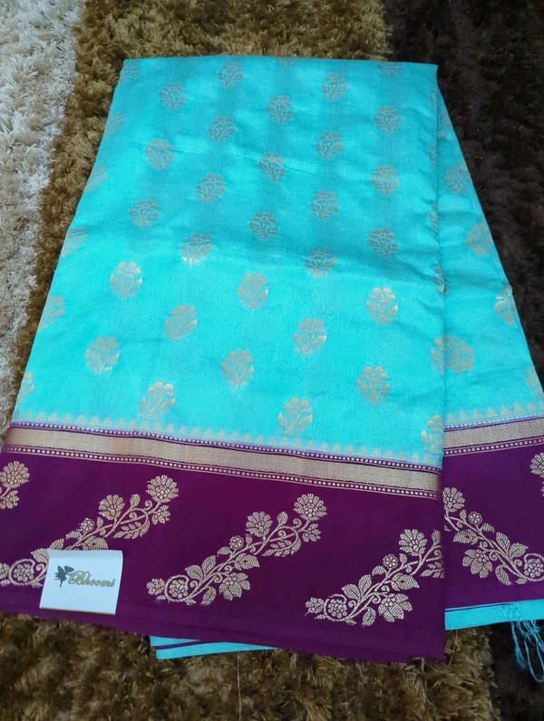 Soft Chiniya Pattu  - sky blue
