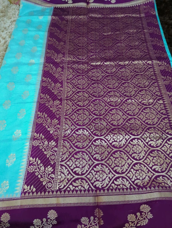Soft Chiniya Pattu  - sky blue