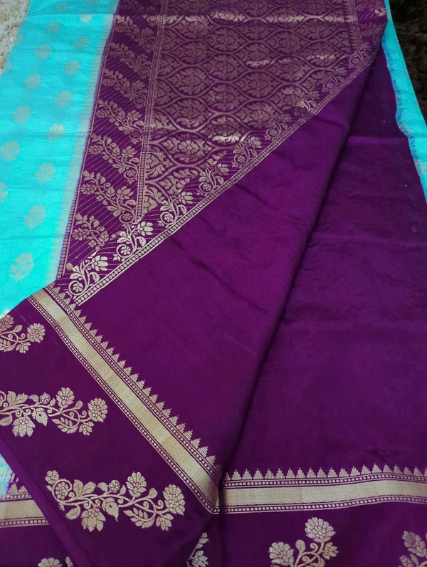 Soft Chiniya Pattu  - sky blue