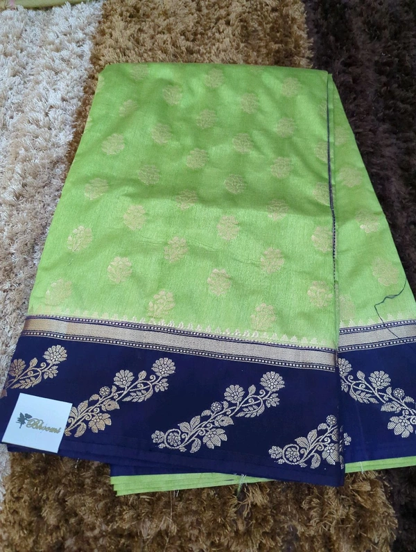Soft Chiniya Pattu  - Green and blue
