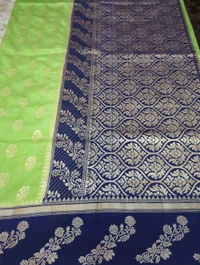 Soft Chiniya Pattu  - Green and blue