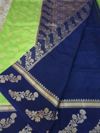 Soft Chiniya Pattu  - Green and blue