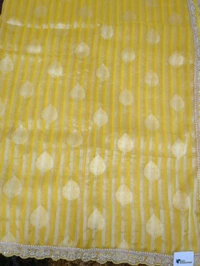 Pure Tissue Designer With Handwork  - Gold