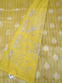 Pure Tissue Designer With Handwork  - Gold