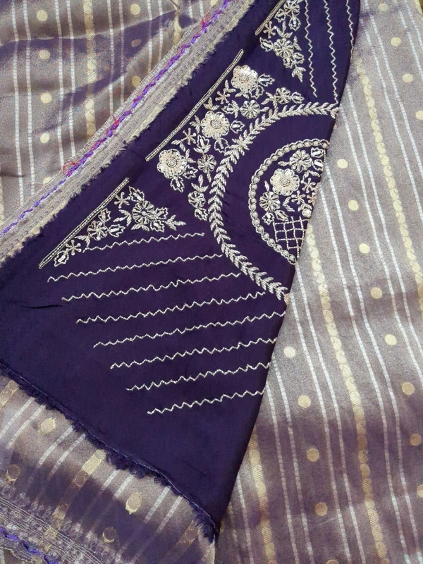 Pure Tissue With Designer Blouse  - Wisteria