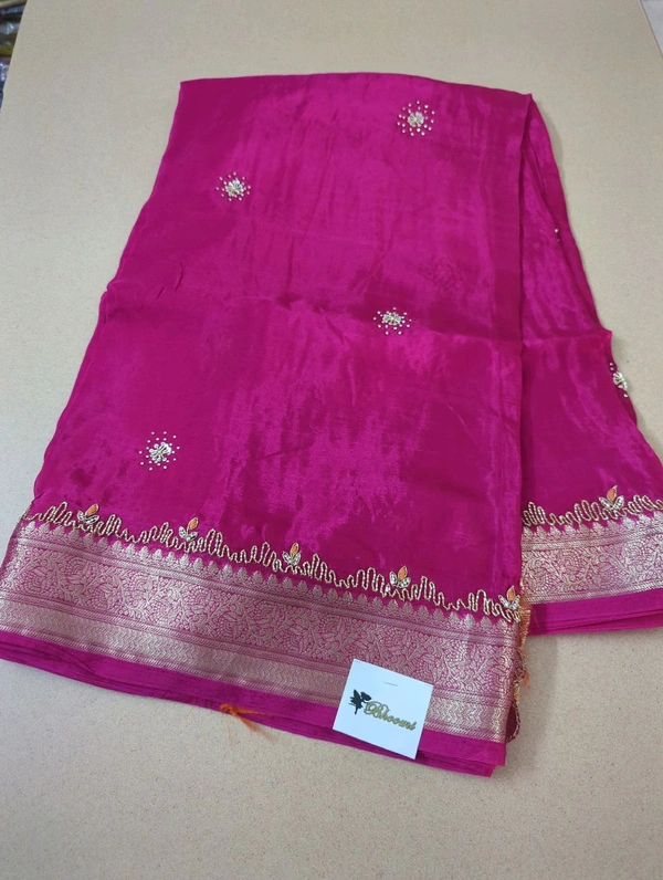 Pure Russian Crepe With Handwork  - pink