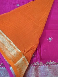 Pure Russian Crepe With Handwork  - pink