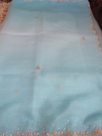 Pure Crush With Hand Work - sky blue
