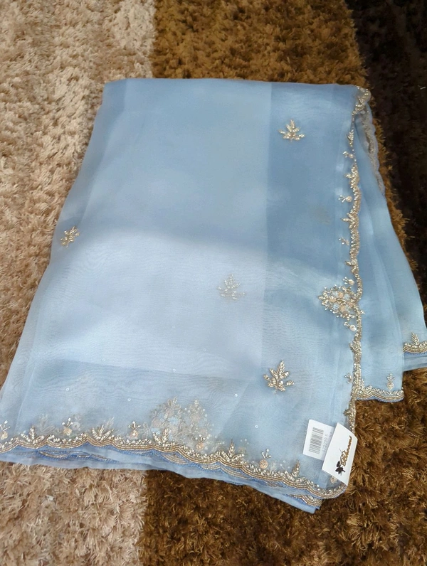 Pure Tissue With Hand Work  - blue